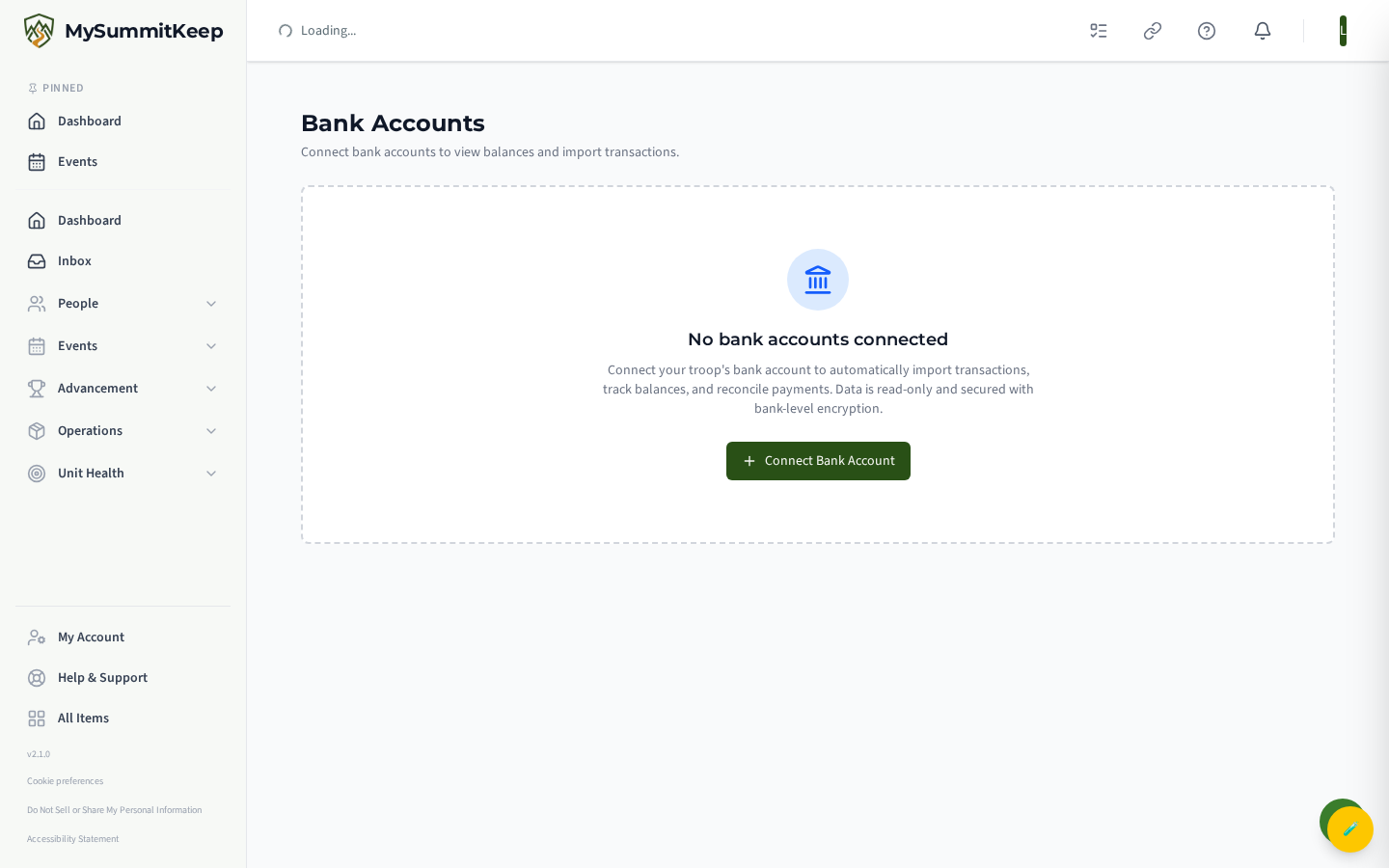 Transaction table with reconciliation-status badges (Auto-Matched/Matched/Unmatched/Ignored).