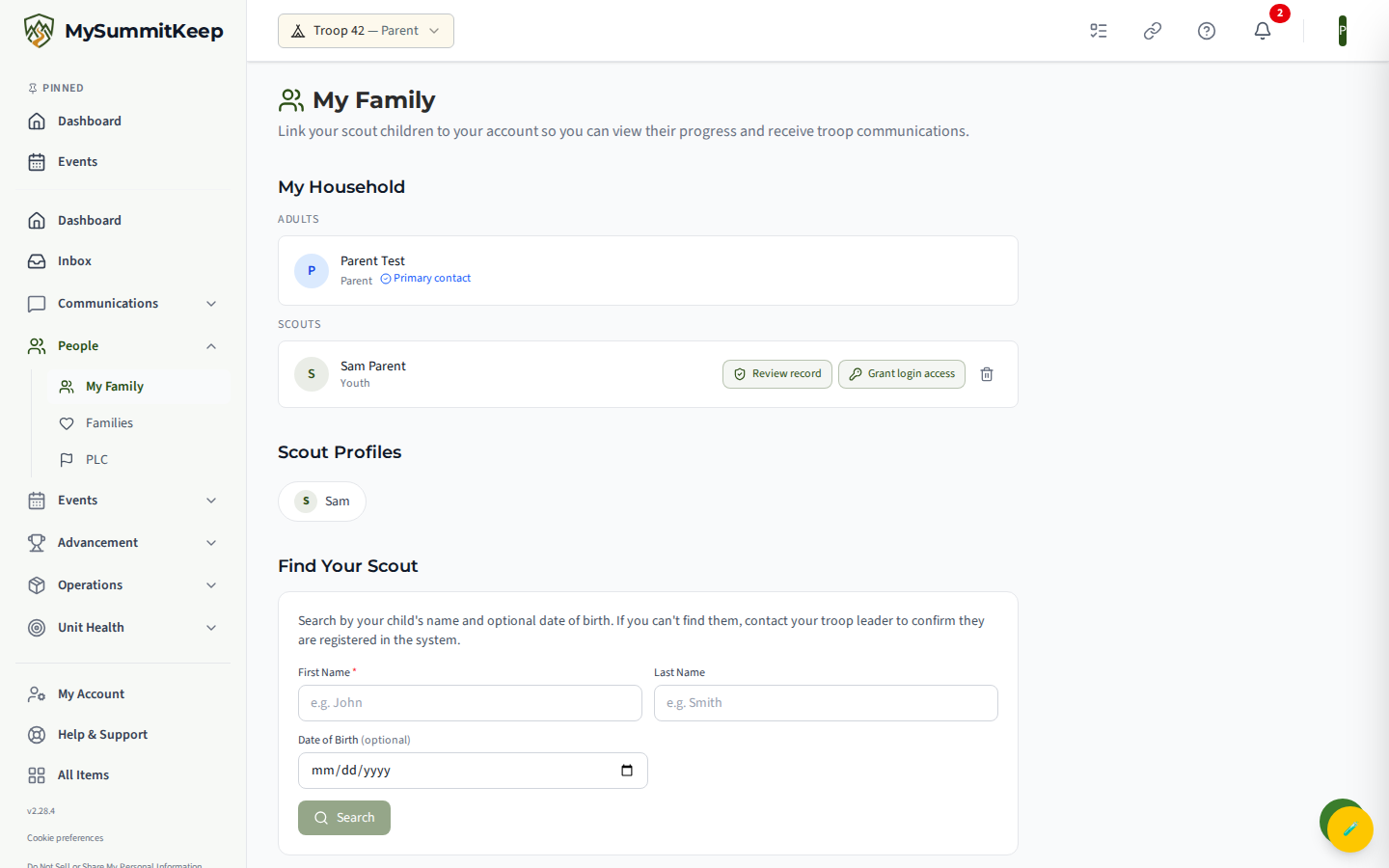The /family page rendered at a phone viewport width, showing the responsive stacked layout used as the mobile experience today.