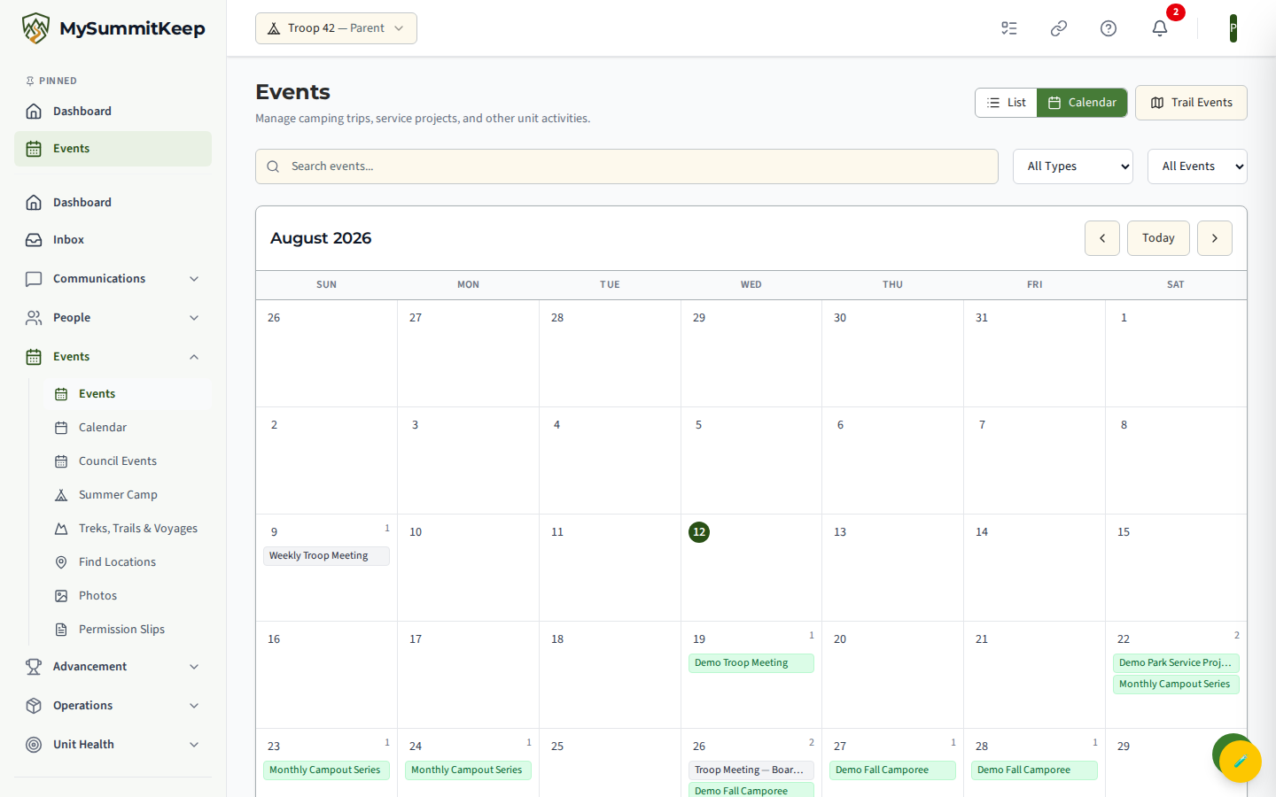 A recurring occurrence's event page, labeled 'Part of Series', where the parent RSVPs to that single meeting.